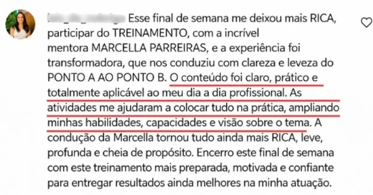 Depoimento de participante da imersão
