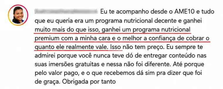 Depoimento de participante da imersão